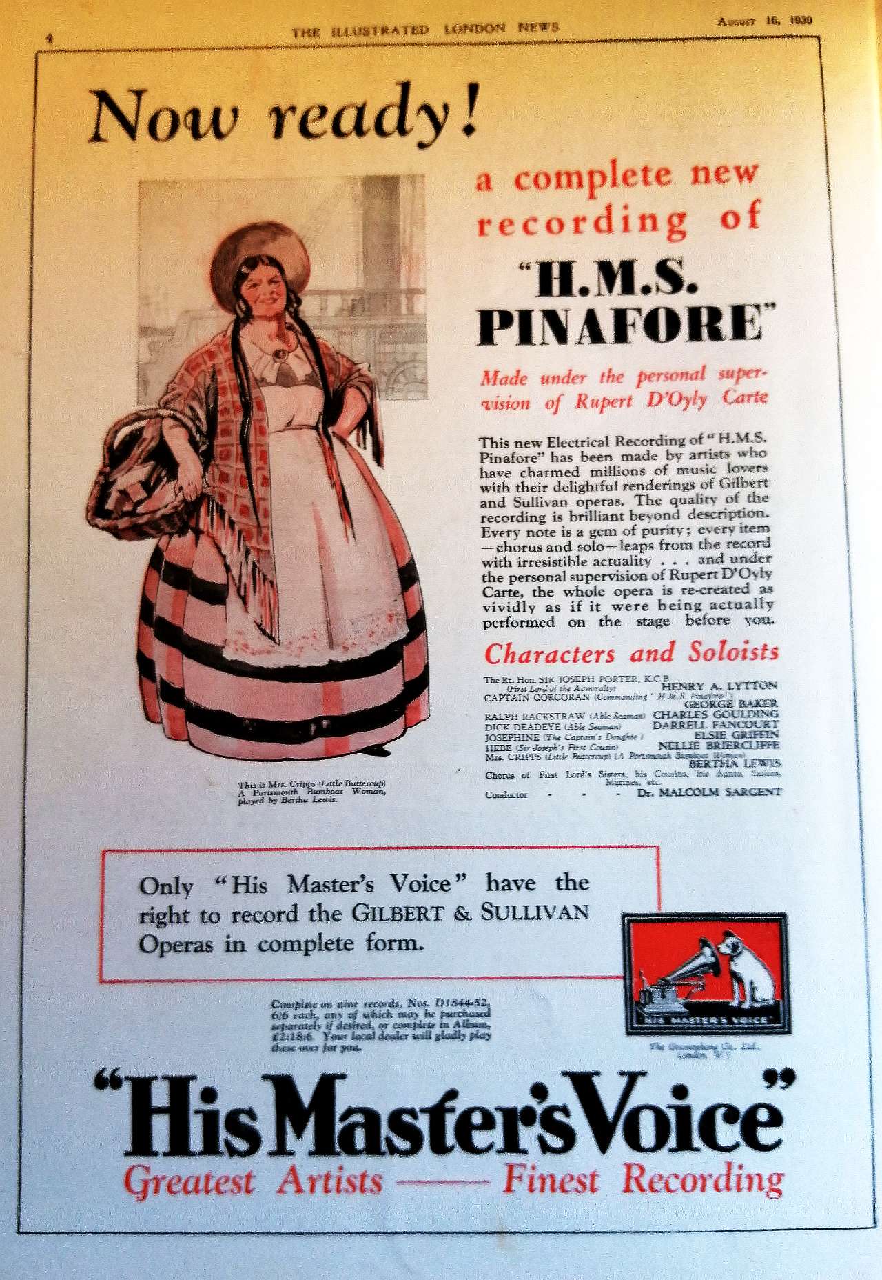 hmv pinafore advert